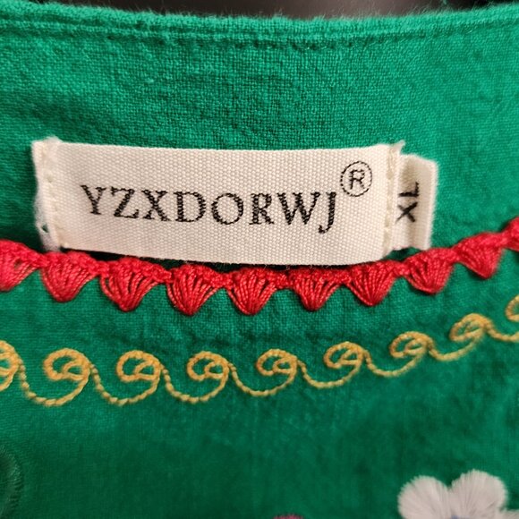 YZXDORWJ Peasant Top XL Embroidered Floral Boho Artsy Mexican Artsy Cotton - Picture 2 of 16